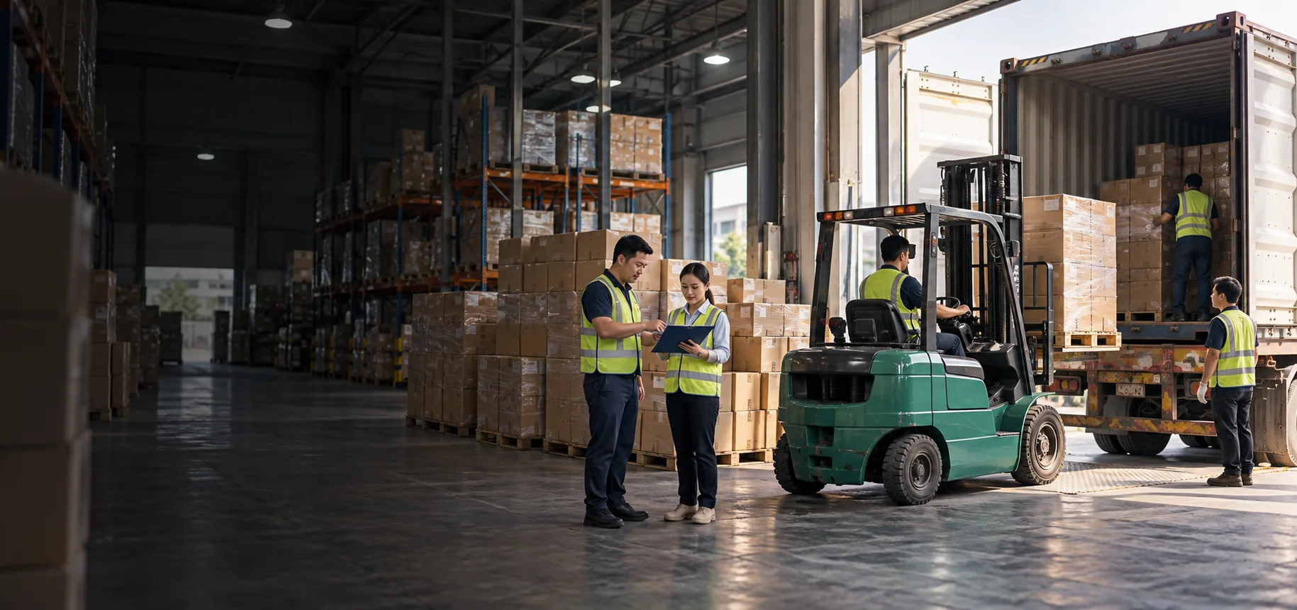 China logistics facility handling cartons for consolidated shipment